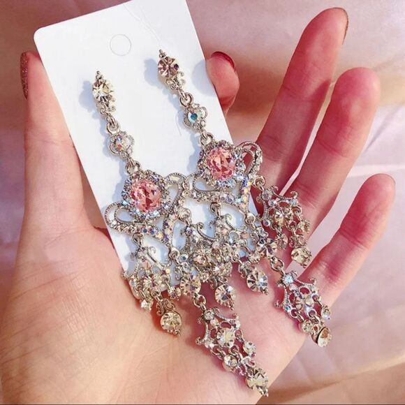 NWOT Y2K Crystal Chandelier Earrings - Picture 4 of 4